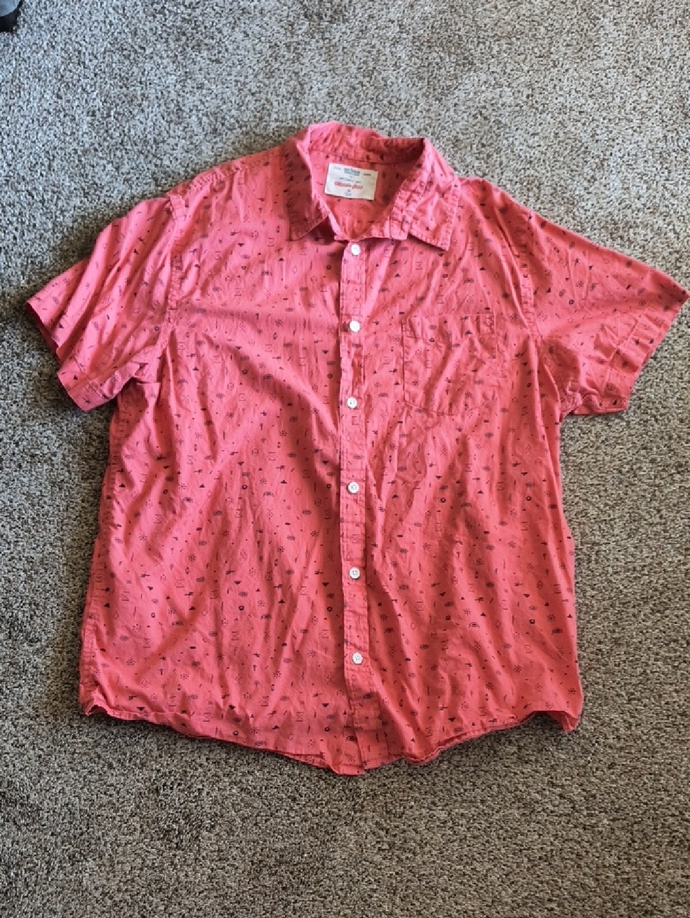urban pipeline Coral Short-Sleeve Button-Down Shirt with Micro Print